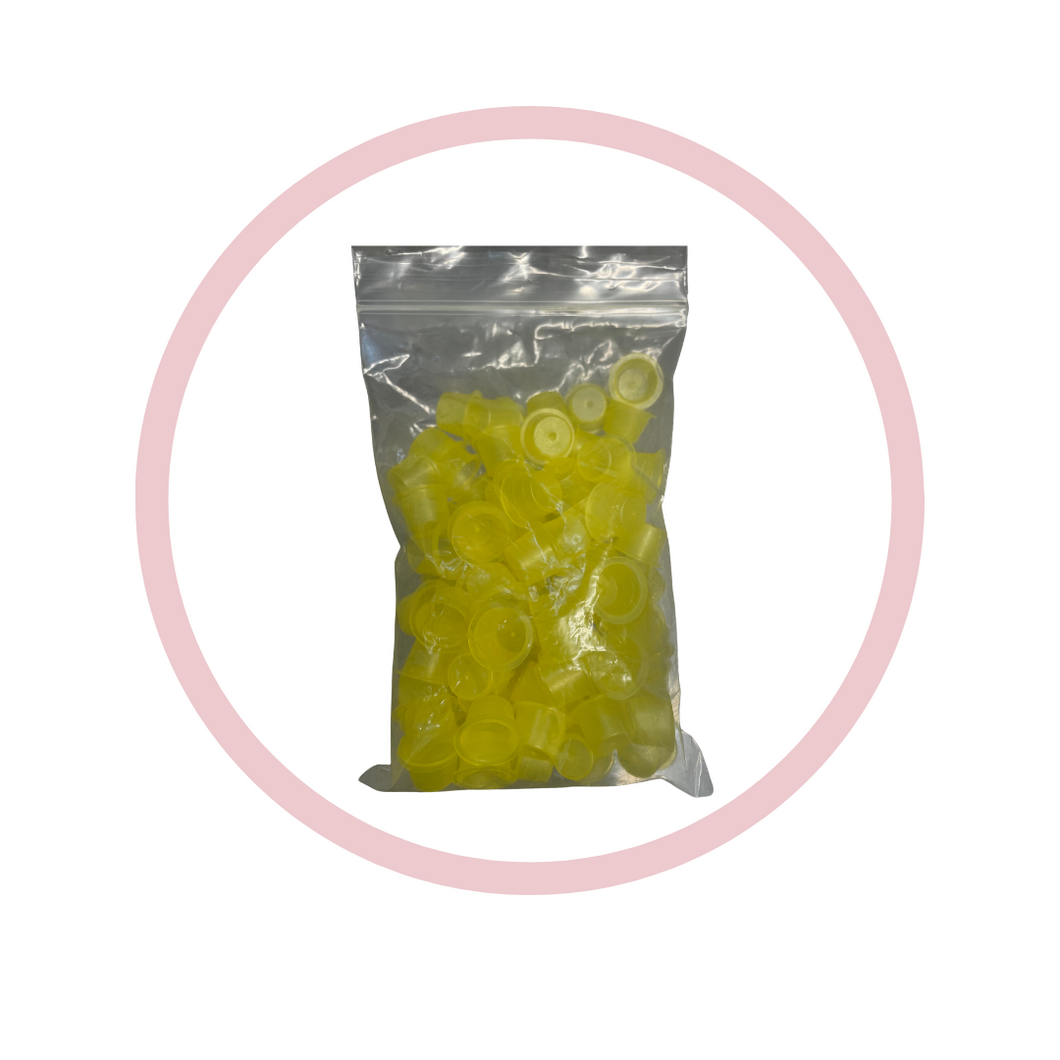 Plastic Ink cups colour YELLOW X100 PER BAG